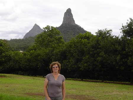 A great view of Mt Coonowrin and Mt Beerwah (behind it)