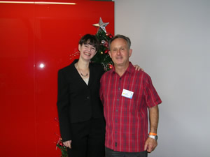 A photo of Melissa with my dad. Melissa will often be found smiling like this.